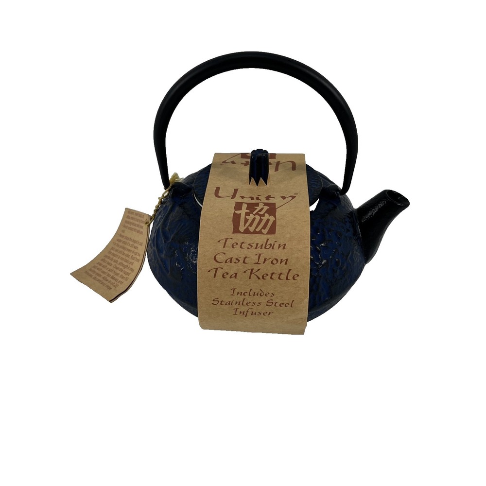 BRAND NEW - UNITY  Tetsubin Cast Iron Teapot Heavy Pot- Blue‎ Bamboo Leaf